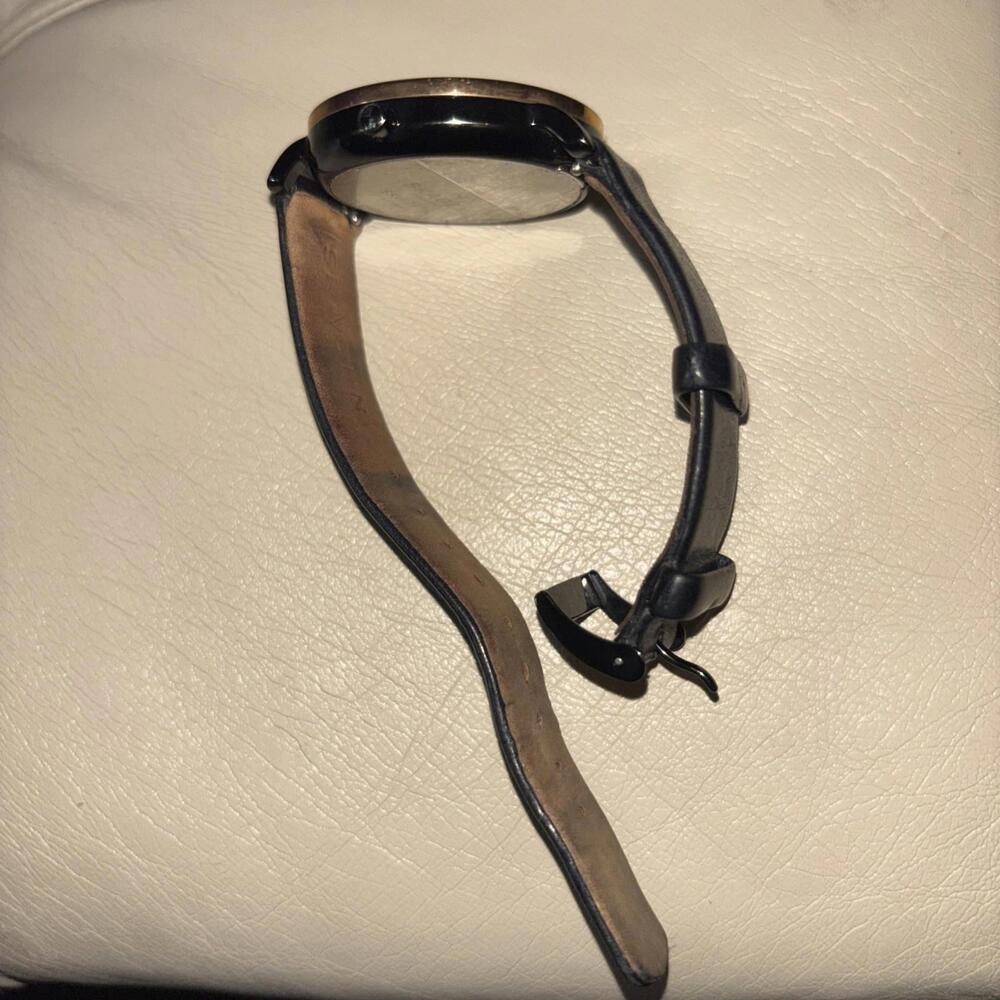 Skagen Dual Time Display. Black With Copper Bezel And Original Leather Strap - Picture 4 of 10